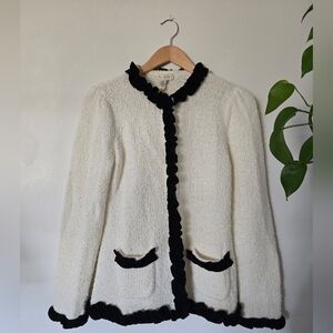Style Portfolio Size M Acrylic Wool Alpaca Ivory/black Cardigan Sweater